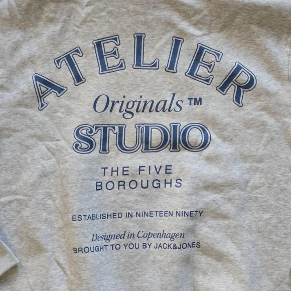 Men's Jack & Jones Light Gray Atelier Studio Hoodie XL - Picture 7 of 8